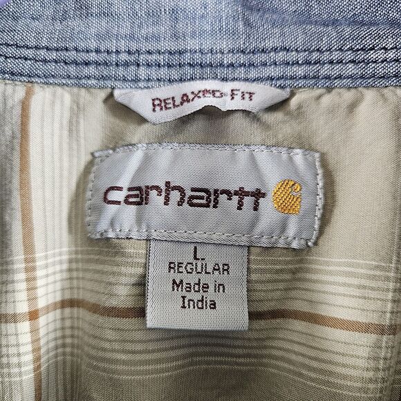 Carhartt Men's Relaxed Fit Lightweight Short Sleeve Shirt Size L Beige - Picture 4 of 5